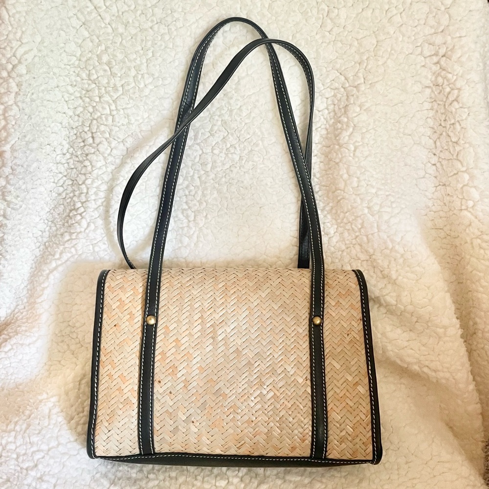 NWT Sophia Visconti Leather/Straw Shoulder Bag - Picture 4 of 11